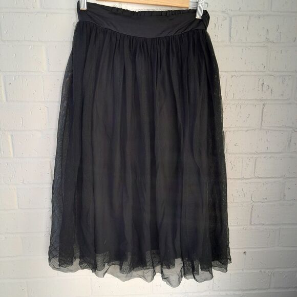 Love Fire Black Tulle Midi Full Skirt Feminine Balletcore Evening Holiday Sz: S - Picture 1 of 10
